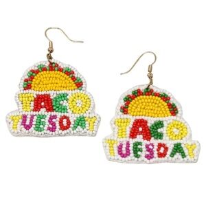 Colorful Beaded 'Taco Tuesday' Earrings Cinco De Mayo Statement NWT Jewelry